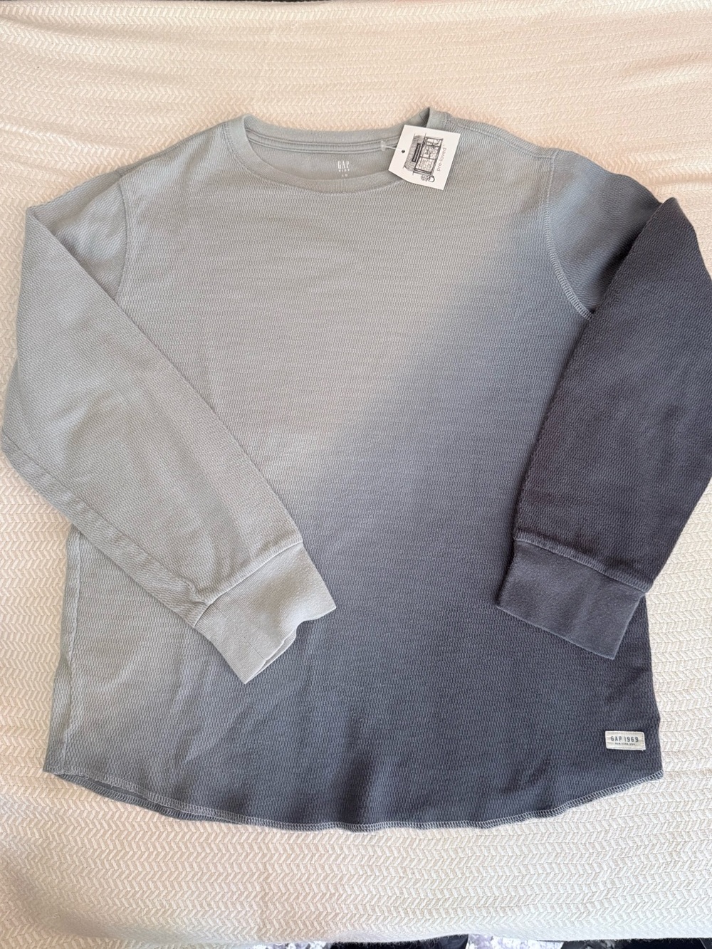 GAP Ombre Blue to Dark Blue Long Sleeve Thermal Tee
